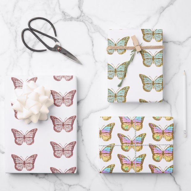 butterfly design wrapping paper sheets (Front)