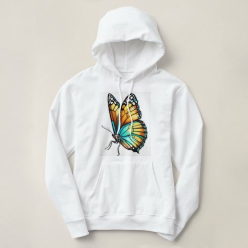Butterfly Designed Hooded Sweatshirt