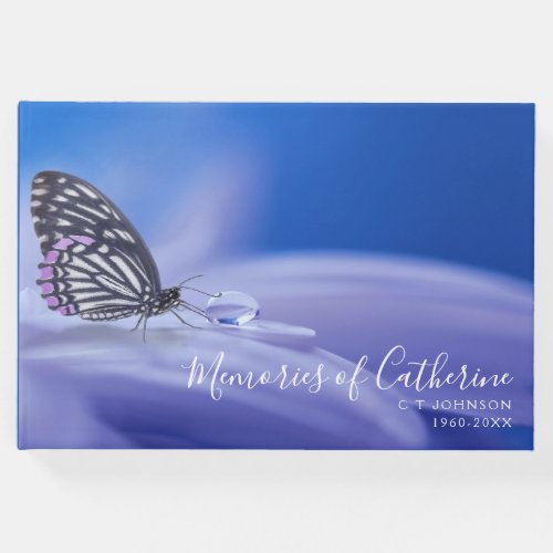 Butterfly Dew Drop Memories of Funeral Condolence Guest Book