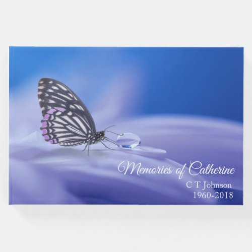 Butterfly Dew Drop Memories of Funeral Condolence Guest Book