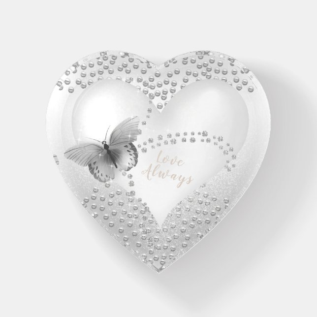 Butterfly Diamond Silver Paperweight (Front)