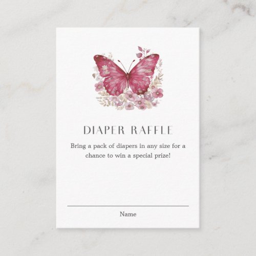 Butterfly Diaper Raffle Baby Shower Enclosure Card