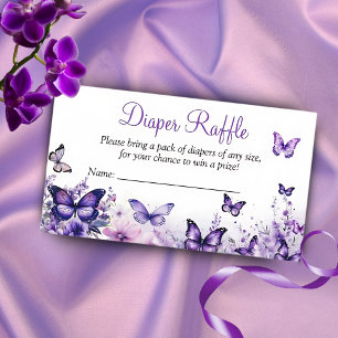 Butterfly Diaper Raffle Baby Shower Purple Floral Enclosure Card