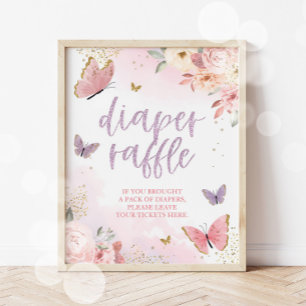 Butterfly Diaper Raffle Baby Shower Sign 11x14