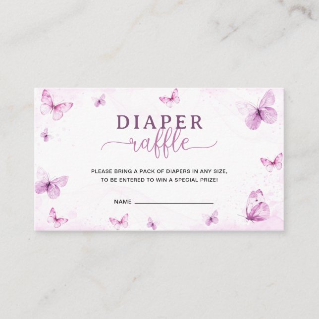 Butterfly Diaper Raffle Enclosure Card (Front)