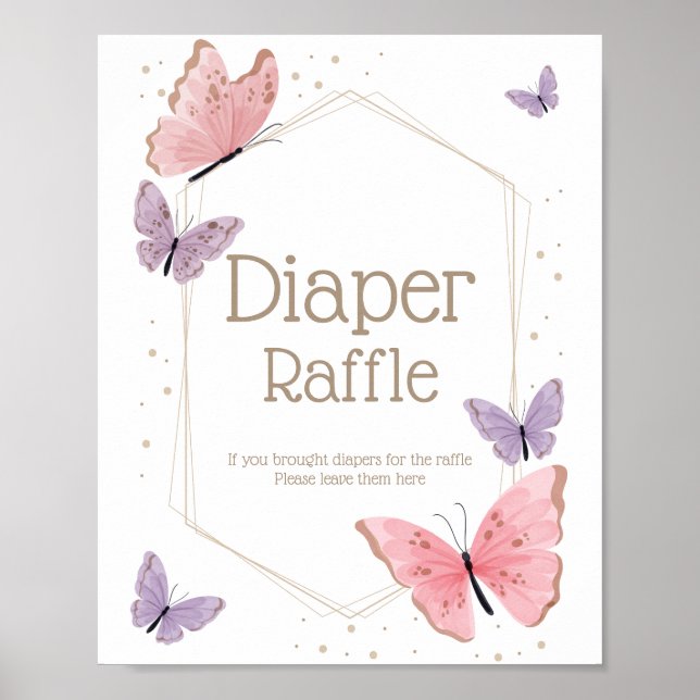 Butterfly Diaper Raffle Sign (Front)