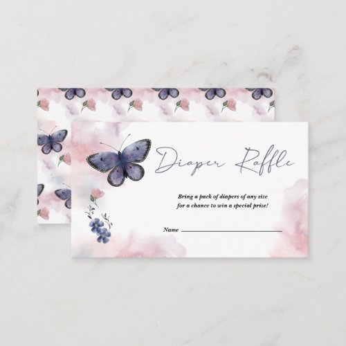 Butterfly Diaper Raffle Ticket for Baby Shower Enclosure Card