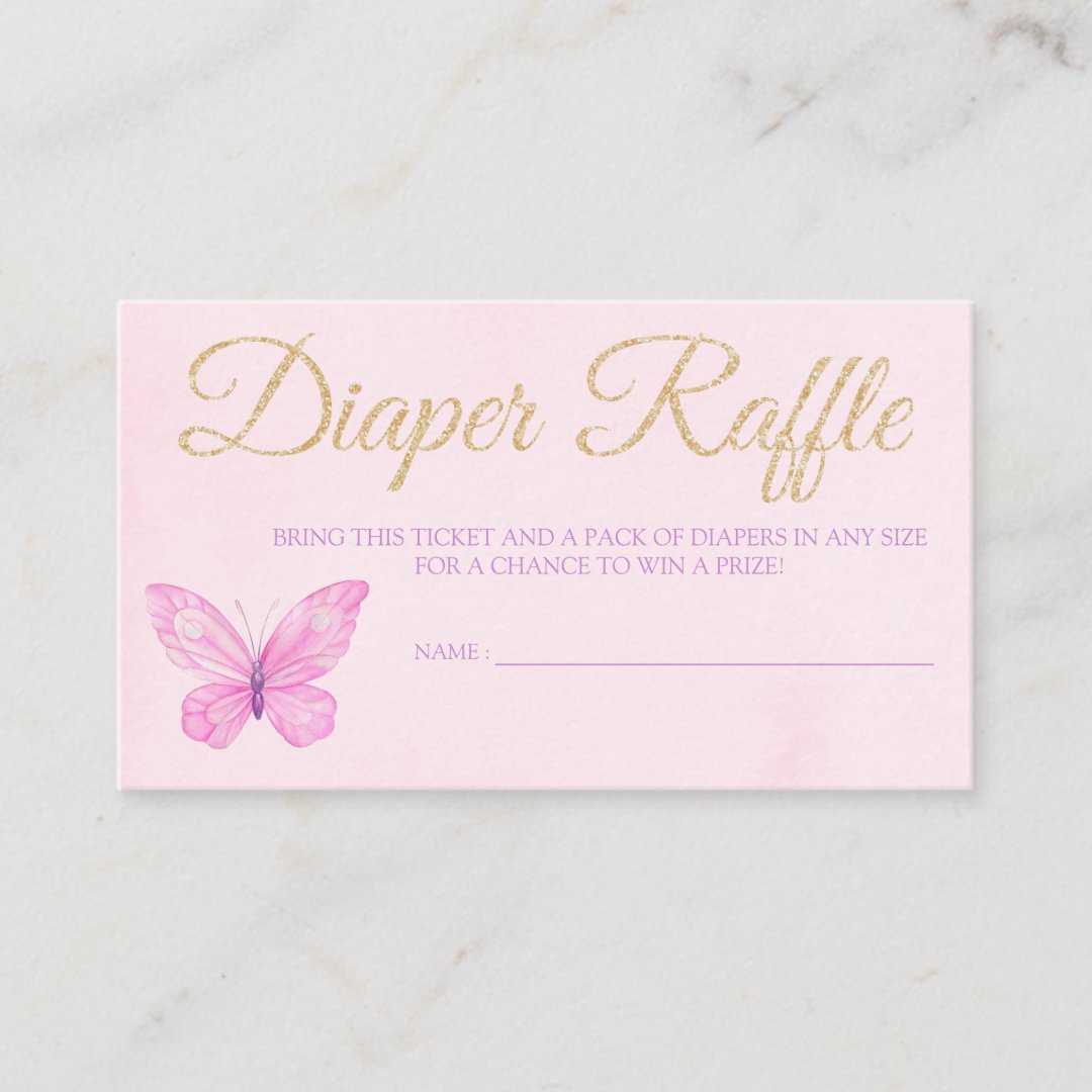 Butterfly Diaper Raffle Ticket for Baby Shower Enclosure Card | Zazzle
