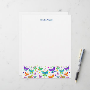 Butterfly Doodles Hand-Drawn Boho Nature Letterhead