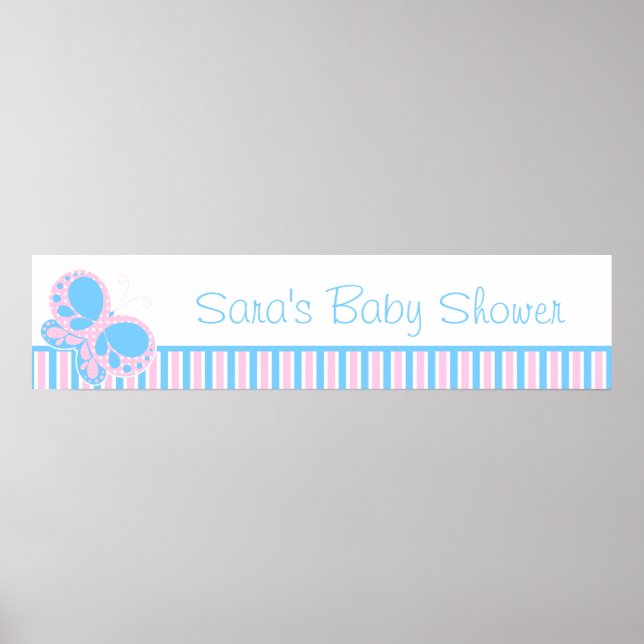 Butterfly Dots Baby Shower Banner Poster (Front)