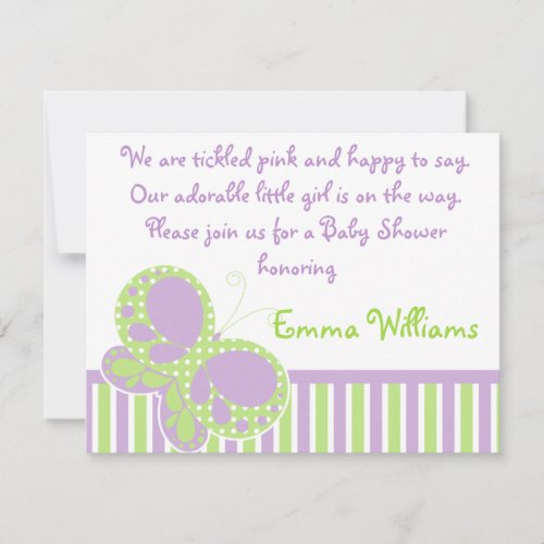 Butterfly Dots Baby Shower Invitation Purple/Green