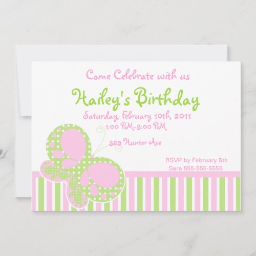 Butterfly Dots Birthday Invitation 3