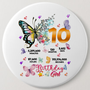 Butterfly Double Digits 10 years Old Butterflies Button