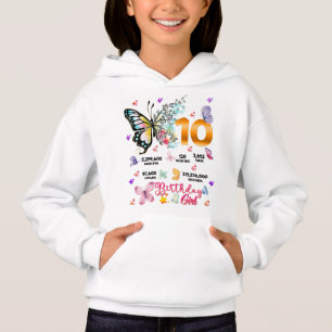 Butterfly Double Digits 10 years Old Butterflies Hoodie