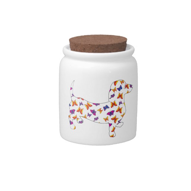 Butterfly Doxie Dachshund Candy Jar (Front)