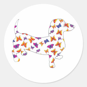 Butterfly Doxie Dachshund Classic Round Sticker