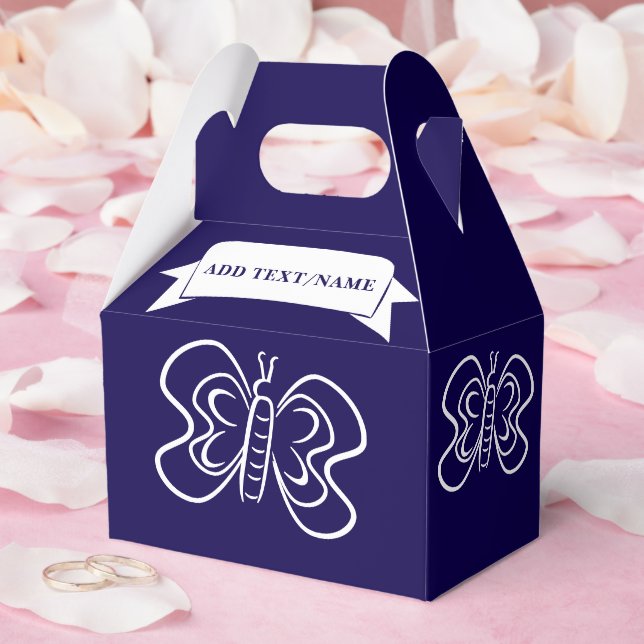 Butterfly Drawing Custom Blue Favor Boxes (Wedding)