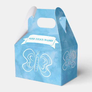 Butterfly Drawing Custom Blue Watercolor Favor Boxes