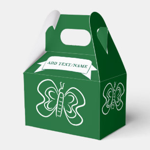 Butterfly Drawing Custom Green Favor Boxes