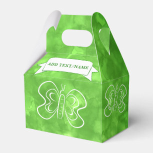Butterfly Drawing Custom Green Watercolor Favor Boxes