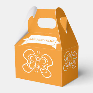 Butterfly Drawing Custom Orange Favor Boxes