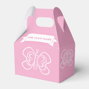 Butterfly Drawing Custom Pink Favor Boxes