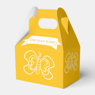 Butterfly Drawing Custom Yellow Favor Boxes