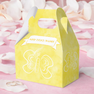 Butterfly Drawing Custom Yellow Watercolor Favor Boxes