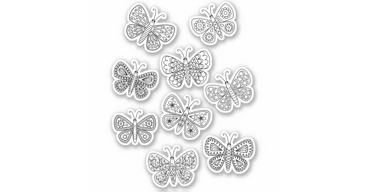 Butterfly Drawing Sticker Zazzle