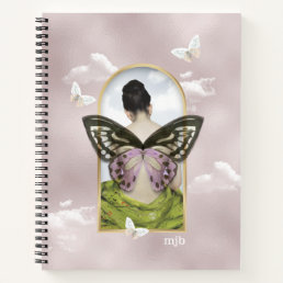 Butterfly Dream Fantasy Collage with Monogram Notebook