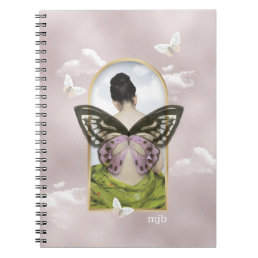 Butterfly Dream Fantasy Collage with Monogram Notebook