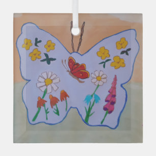 Butterfly Dreaming Glass Ornament