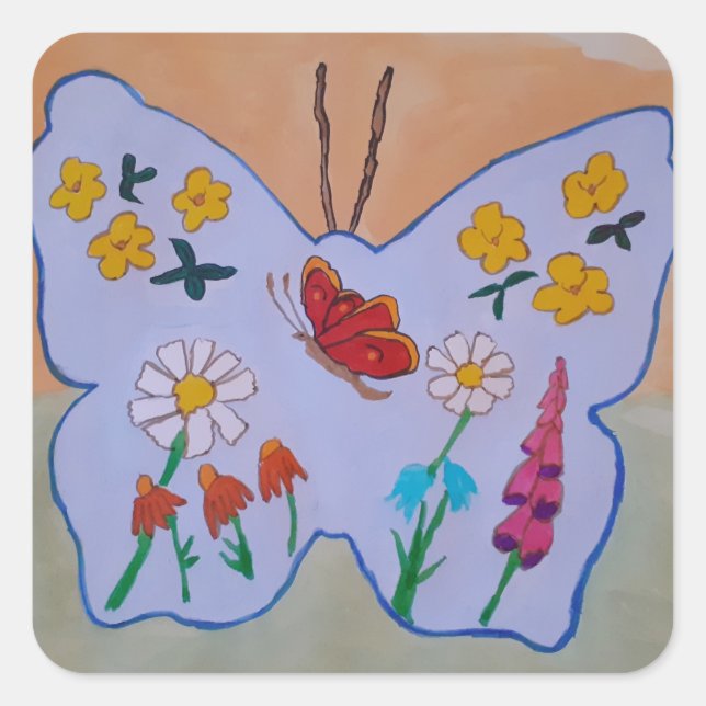Butterfly Dreaming Square Sticker (Front)