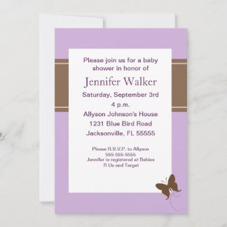 Butterfly Dreams Baby Shower - Purple Invitation