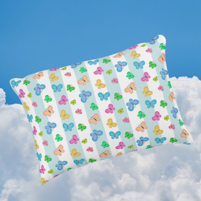 Butterfly Dreams Blue Stripe Accent Pillow (Fly with the butterflies!)