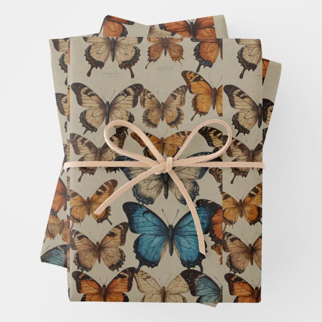 Butterfly Dreams: Elegant butterfly wrapping warp Wrapping Paper Sheets (In situ)