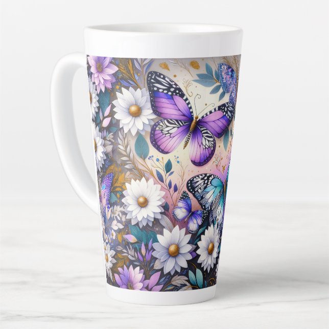 Butterfly Dreams Floral  Latte Mug (Left Angle)