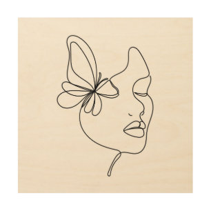 Butterfly Dreams – Minimalist Woman & Butterfly  Wood Wall Art