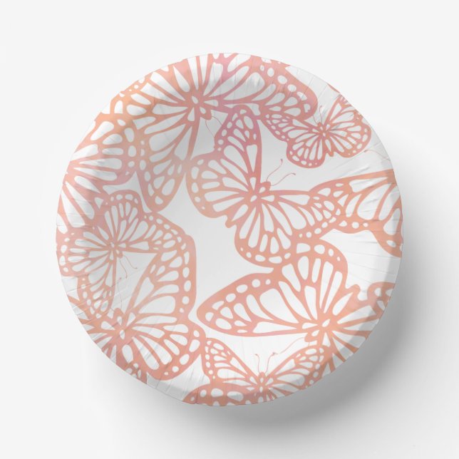 Butterfly Dreams (Peach) Paper Bowls (Front)