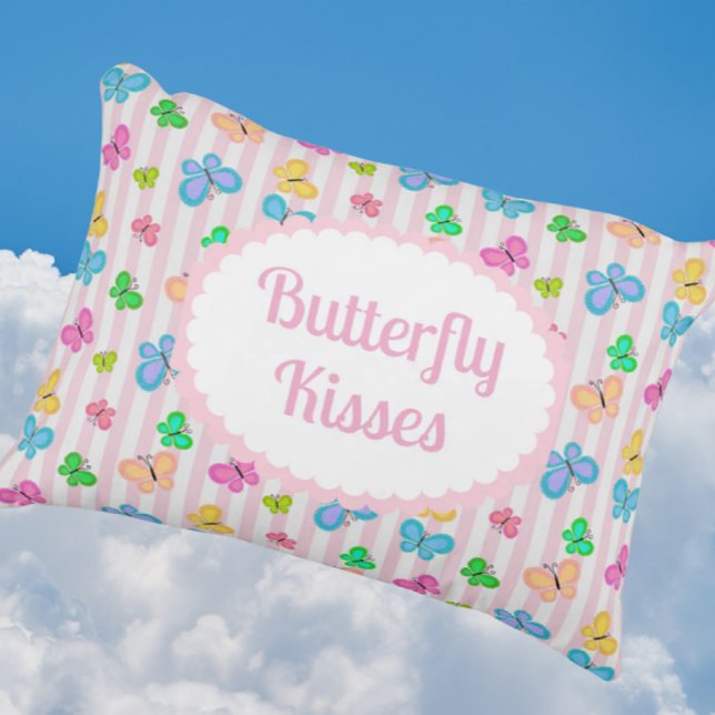 Butterfly Dreams Personalized  Pink Stripe Accent Pillow (Personalize it!)