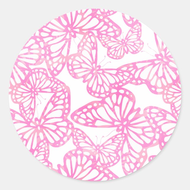 Butterfly Dreams (Pink) Classic Round Sticker (Front)