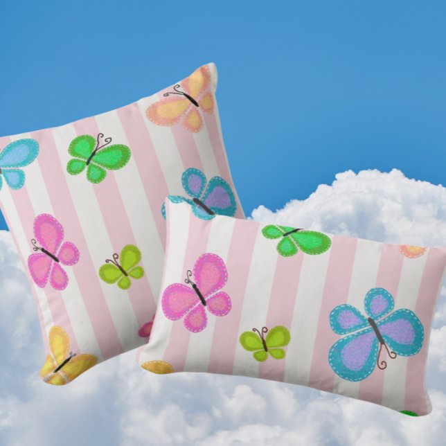 Butterfly Dreams Pink Stripe Throw Pillow (So sweet and feminine!)