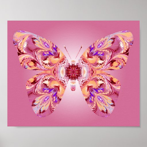 Butterfly Dreams Print Pink and Orange | Zazzle