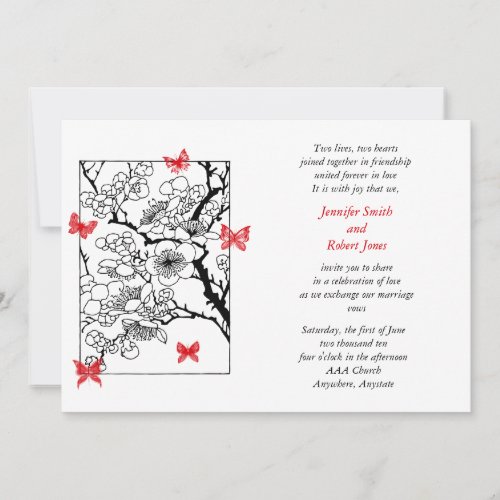 Butterfly Dreams Red Wedding Invitation