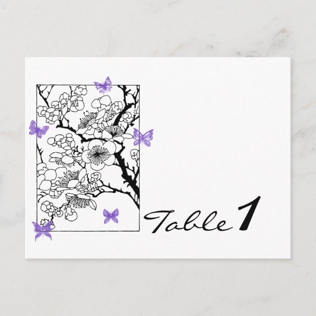 Butterfly Dreams: Violet Wedding Table Number (Front)