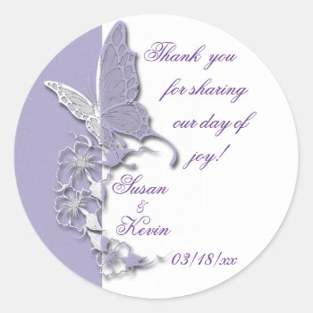 Butterfly Dreams Wedding Classic Round Sticker by SweetRascal at Zazzle