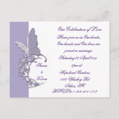 Butterfly Dreams Wedding Postcard