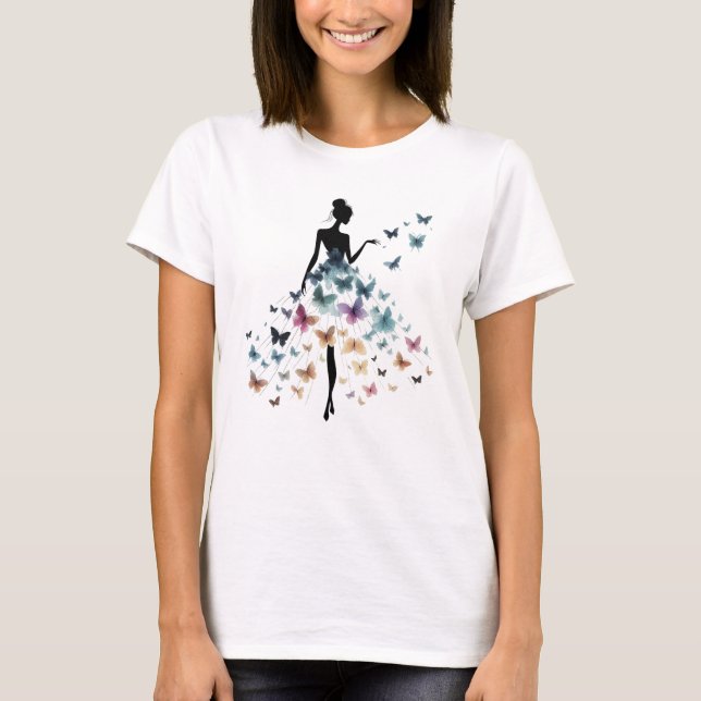 Butterfly Dress Silhouette Art T-Shirt (Front)