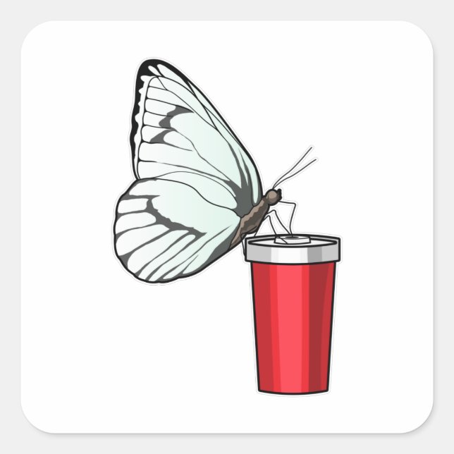 Butterfly Drinking mug Square Sticker (Front)