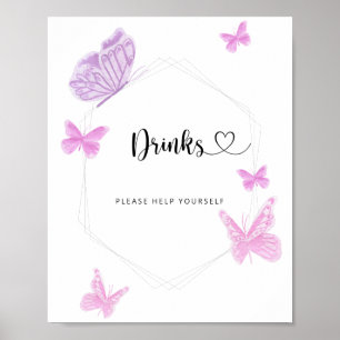 Butterfly Drinks help yourself Poster